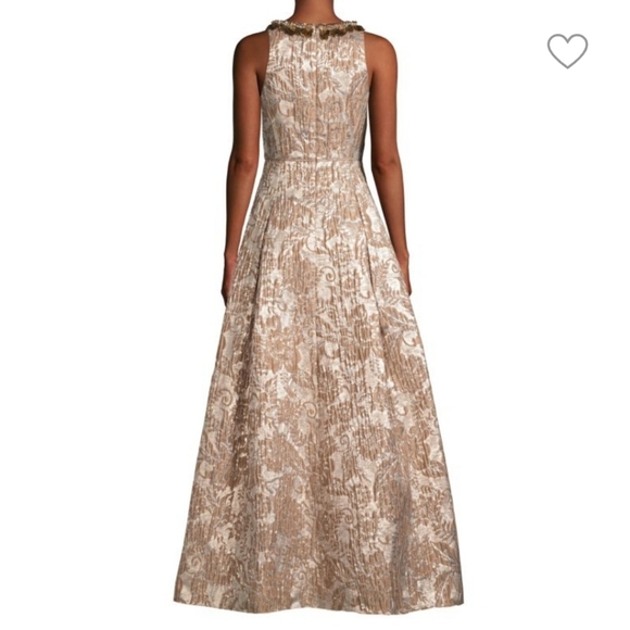 NWT Embellished Jacquard Metallic Gown - Picture 2 of 8